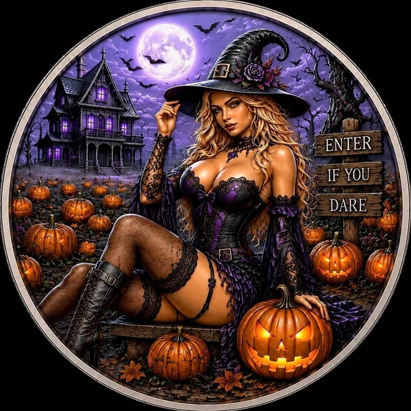 Halloween Witch & Black Cat – Night Shade - Colorized Fantasy Collectible