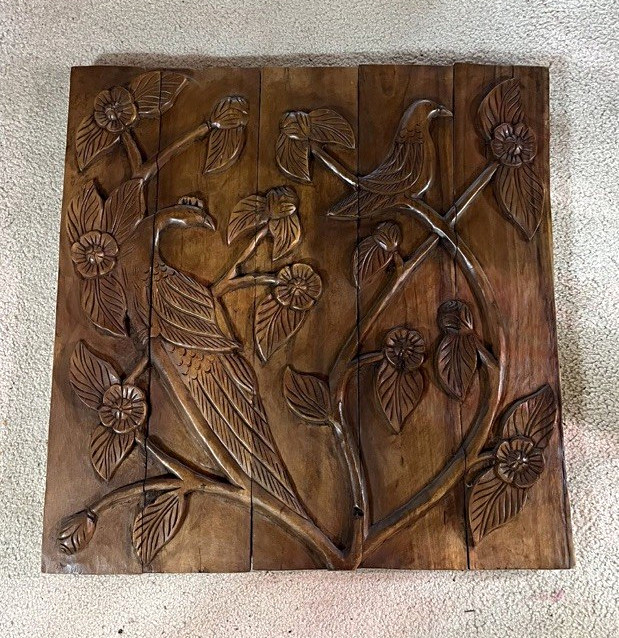 Hand Carved Wood Wall Plaque Decorative Panel, Handmade in Haiti Hand Carved Wood Wall Plaque Decorative Panel, Handmade in Haiti