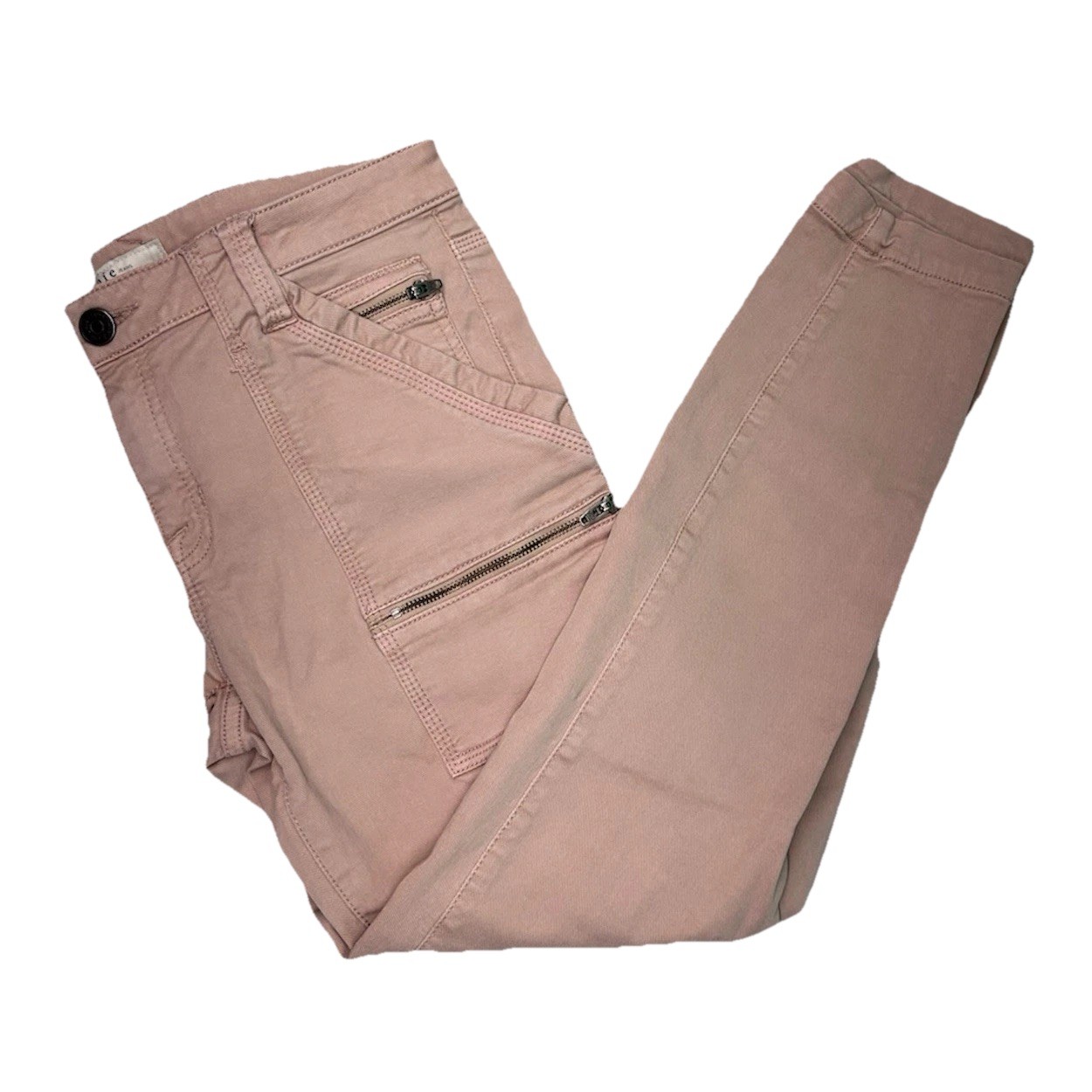 Joie Park Skinny Cargo Pants Size 29 Peach Mid Rise Zip Pockets Ankle Zip Jeans