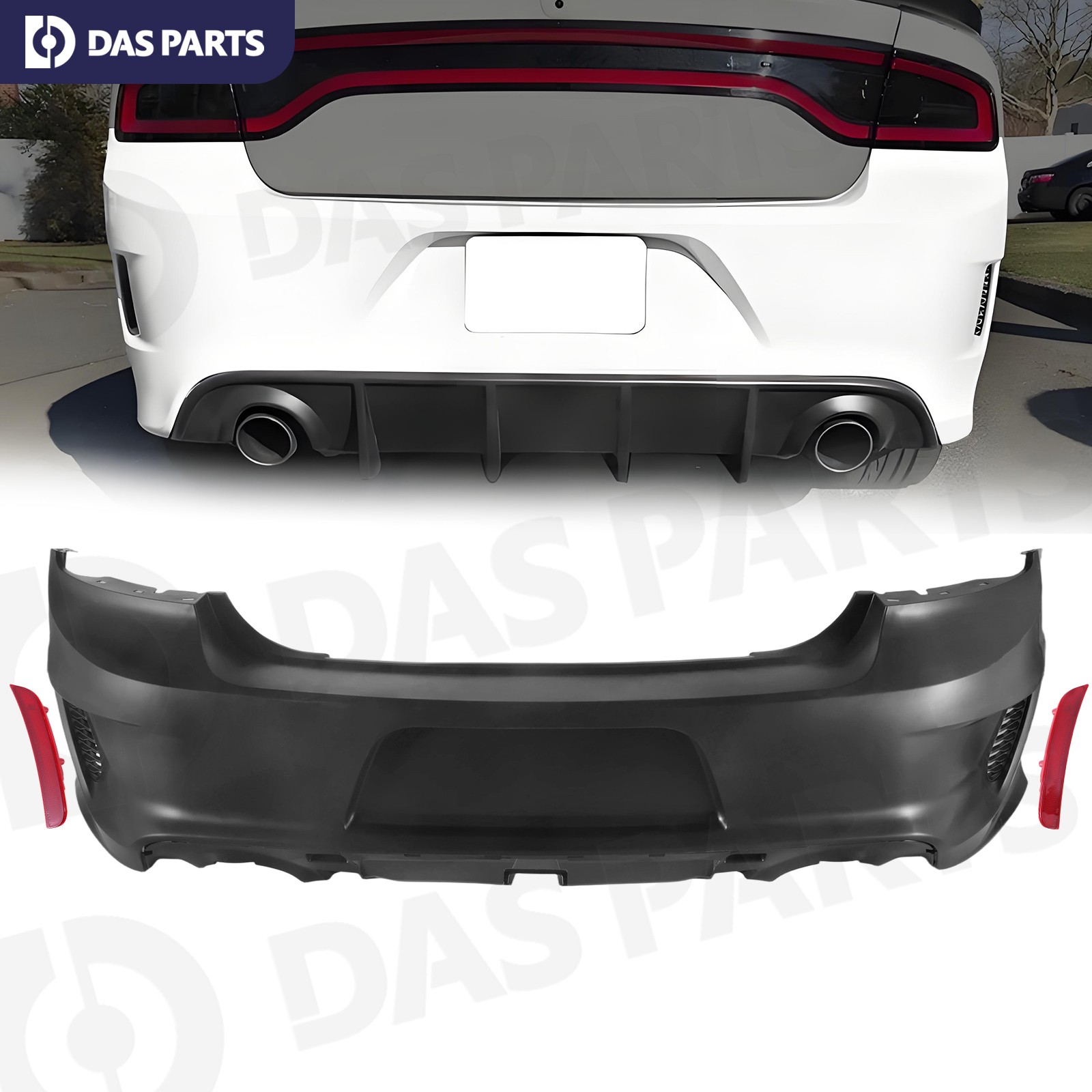 For 2015-2024 Dodge Charger New Rear Bumper Cover Fascia w/ Side Vents Primed
