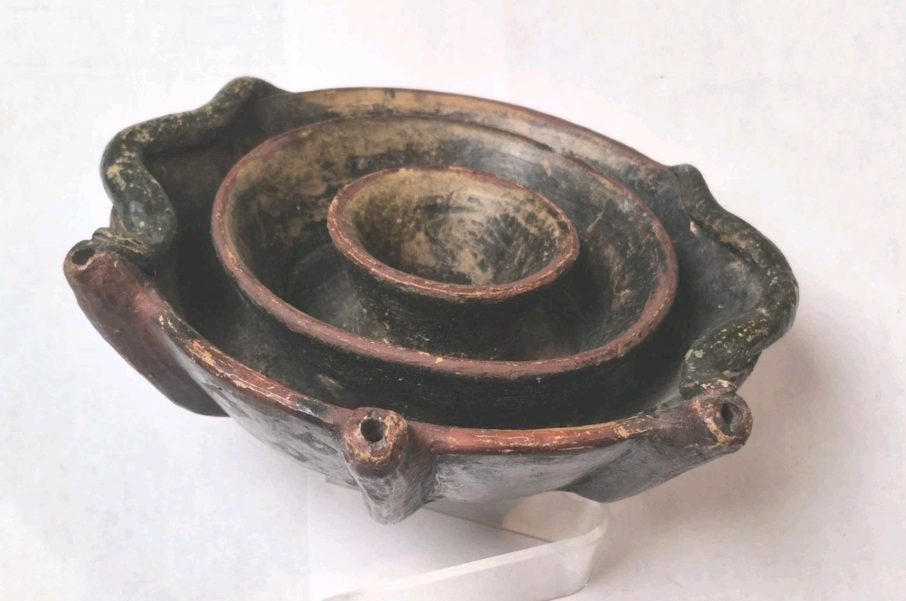 Rare Peruvian Painted Incan Nazca Snake Vessel Ritual Paccha Bowl Rare Peruvian Painted Incan Nazca Snake Vessel Ritual Paccha Bowl