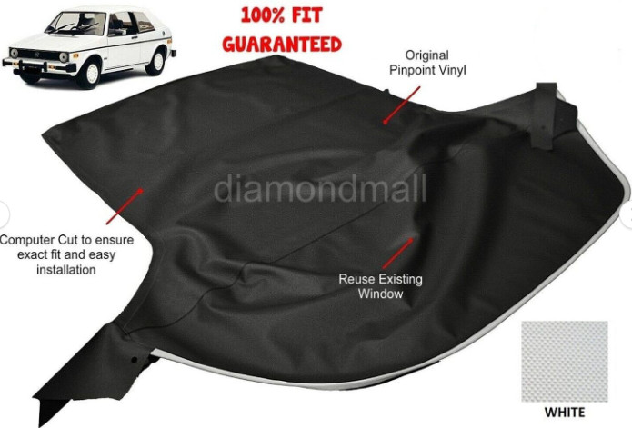Fits VW Volkswagen Rabbit Cabriolet GOLF 80-94 Convertible Soft Top White Vinyl
