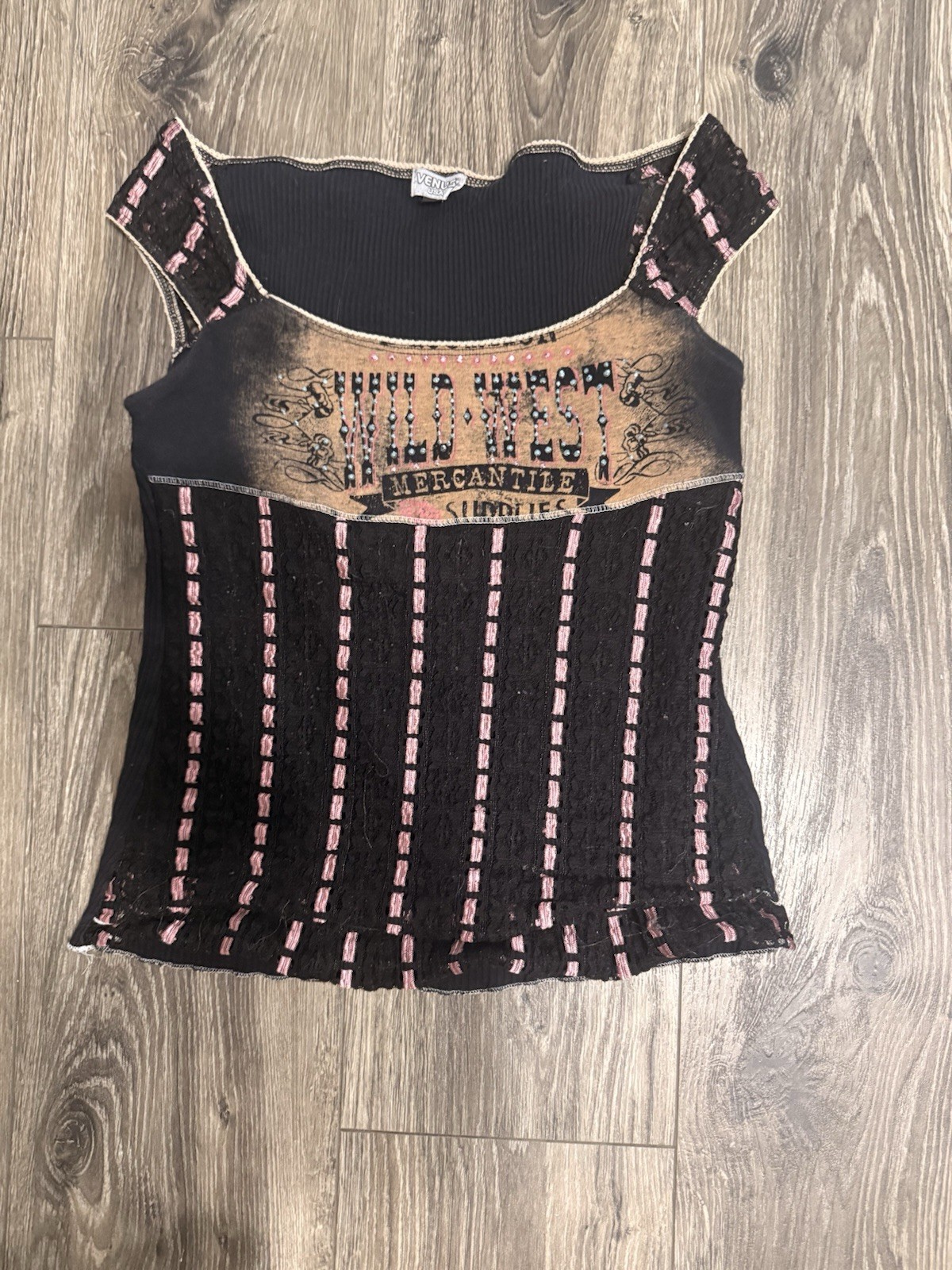 VENUS Y2K WILD WEST LACE RHINESTONE WOMENS TOP VENUS Y2K WILD WEST LACE RHINESTONE WOMENS TOP