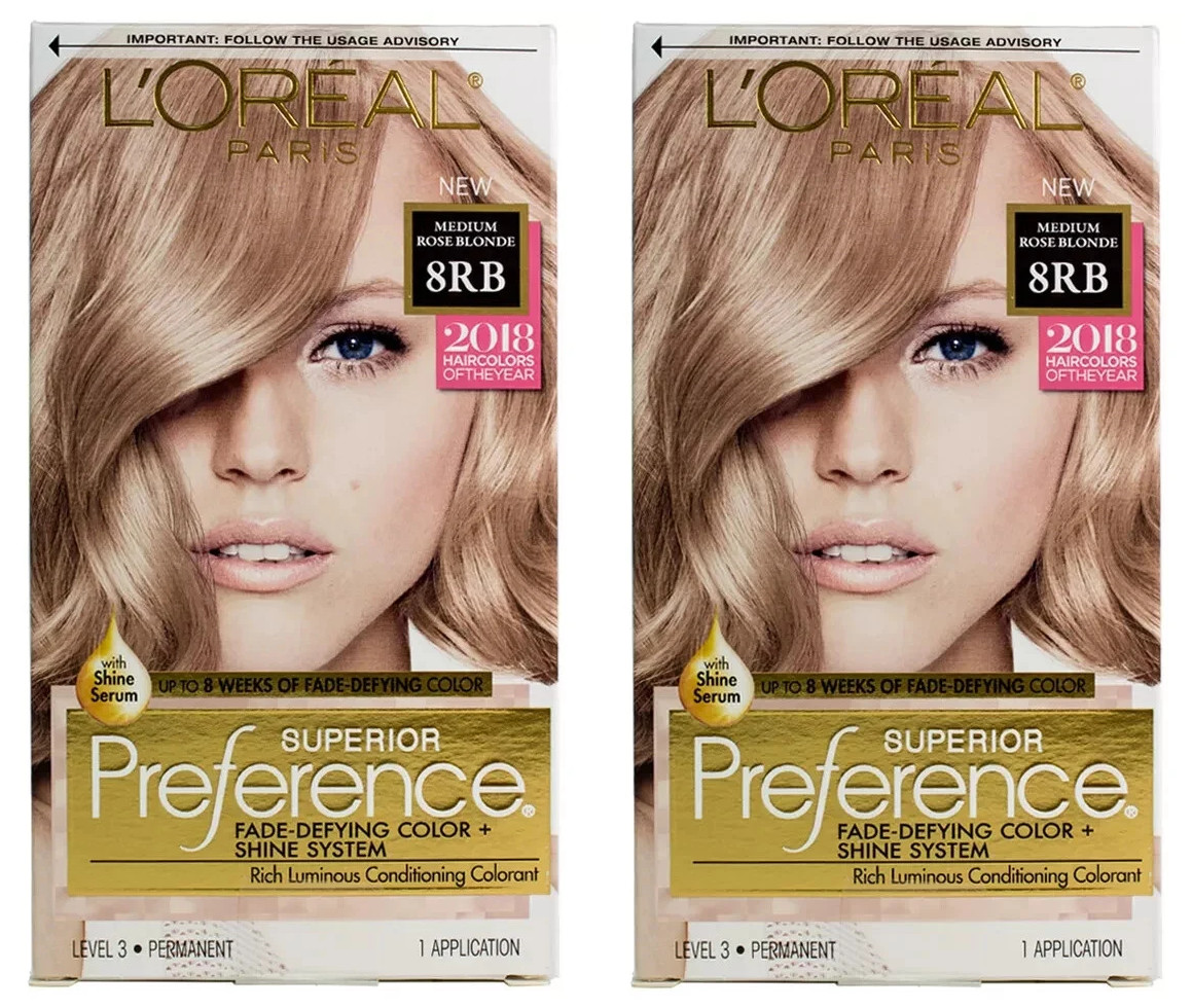 2 PACK L'Oréal Superior Preference Fade Defying Color 8RB Medium Rose Blonde 2 PACK L'Oréal Superior Preference Fade Defying Color 8RB Medium Rose Blonde