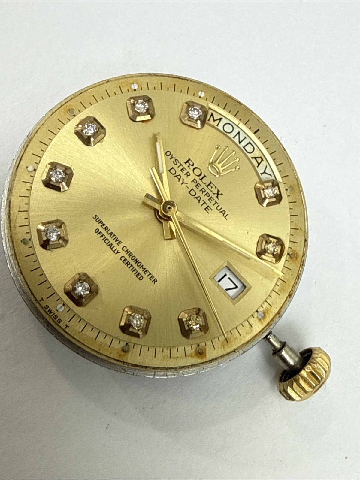 Rolex 1556 Non Quick Set Complete Movement Dial Hands Perfect Working Condition