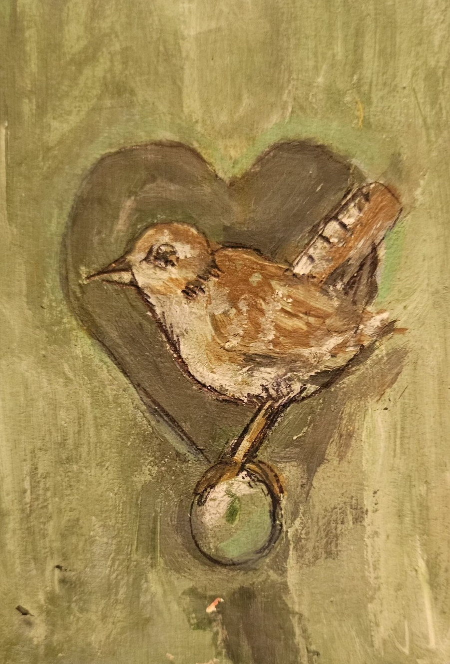 ACEO original acrylic painting bird artist April Warren ACEO original acrylic painting bird artist April Warren