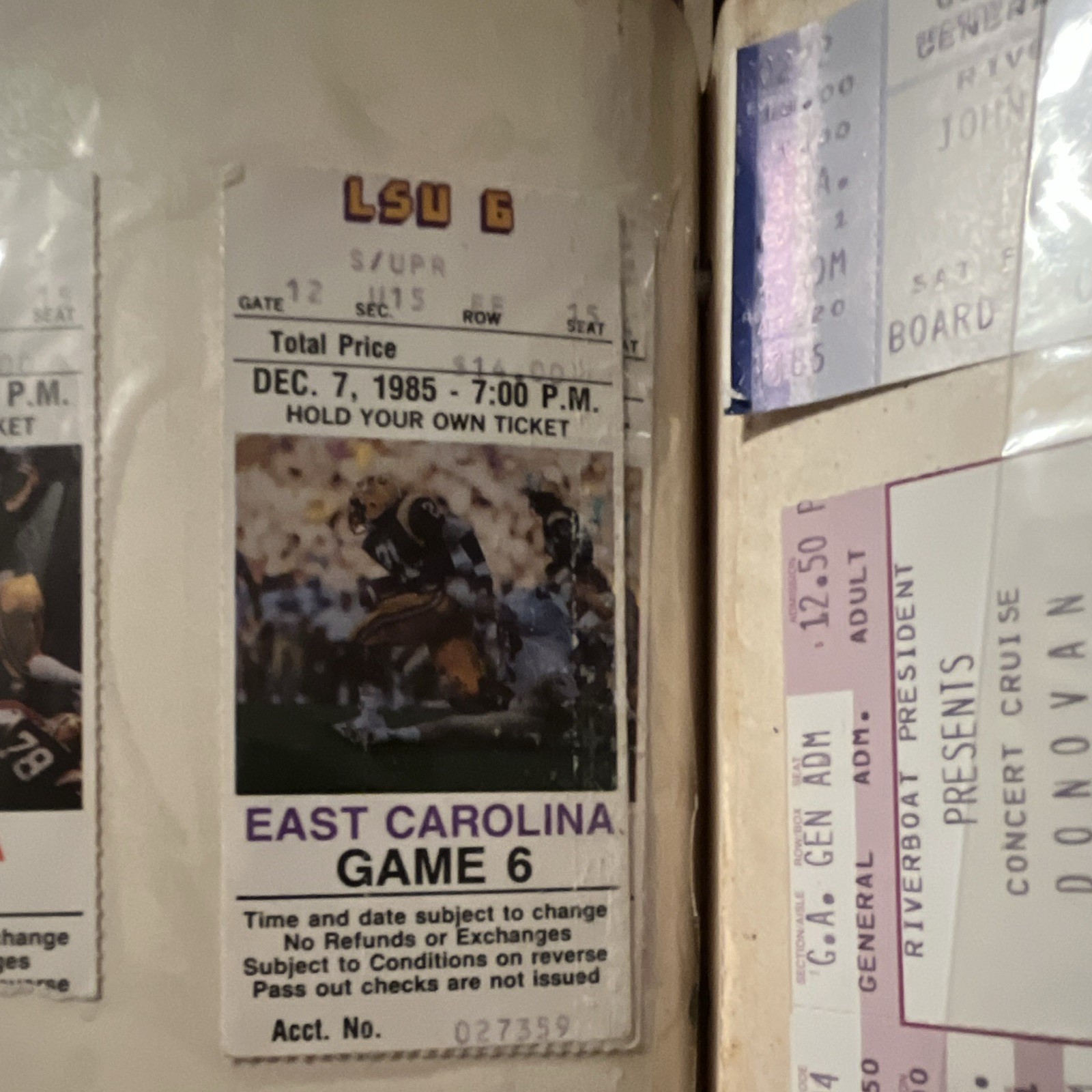 1985 LSU Tigers vs East Carolina Football Original Vintage Ticket Stub Dec 7