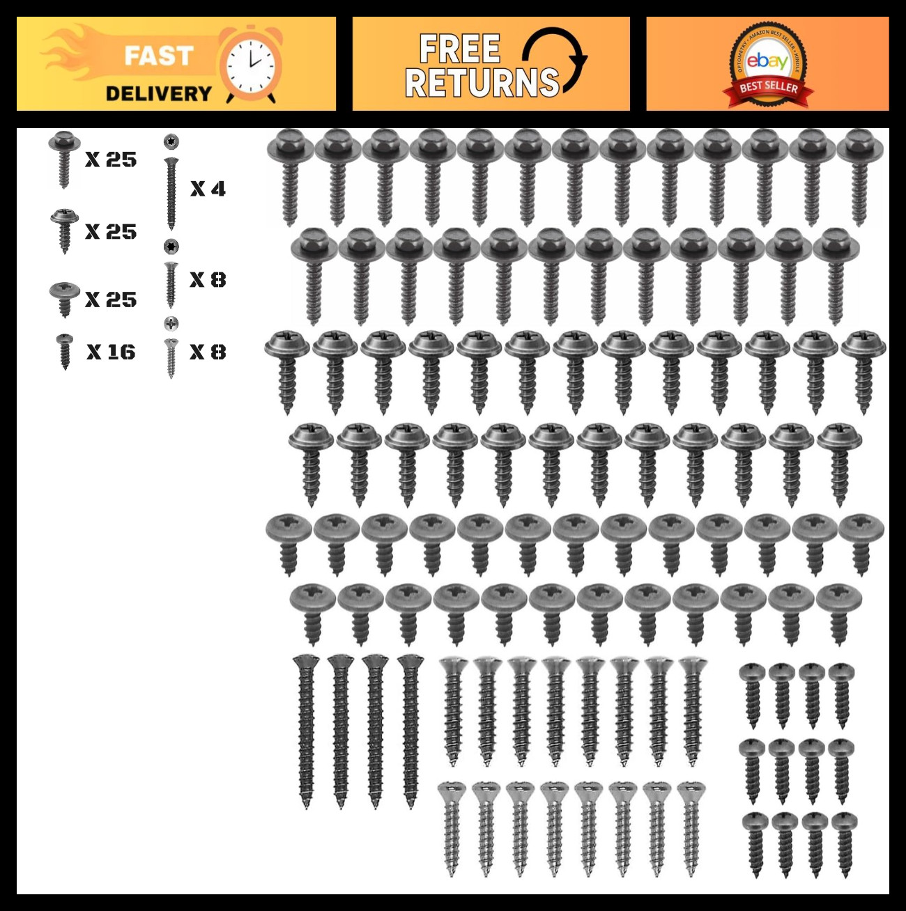 111-Piece Trim Screw Hardware Kit for GM, Chevrolet, Buick, Cadillac & More 111-Piece Trim Screw Hardware Kit for GM, Chevrolet, Buick, Cadillac & More