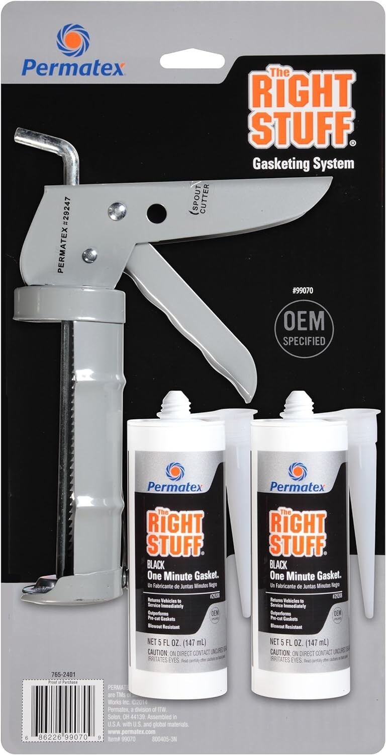 Permatex 99070 The Right Stuff Gasket Maker, 5 oz. - 2 Pack with Caulking Gun Permatex 99070 The Right Stuff Gasket Maker, 5 oz. - 2 Pack with Caulking Gun