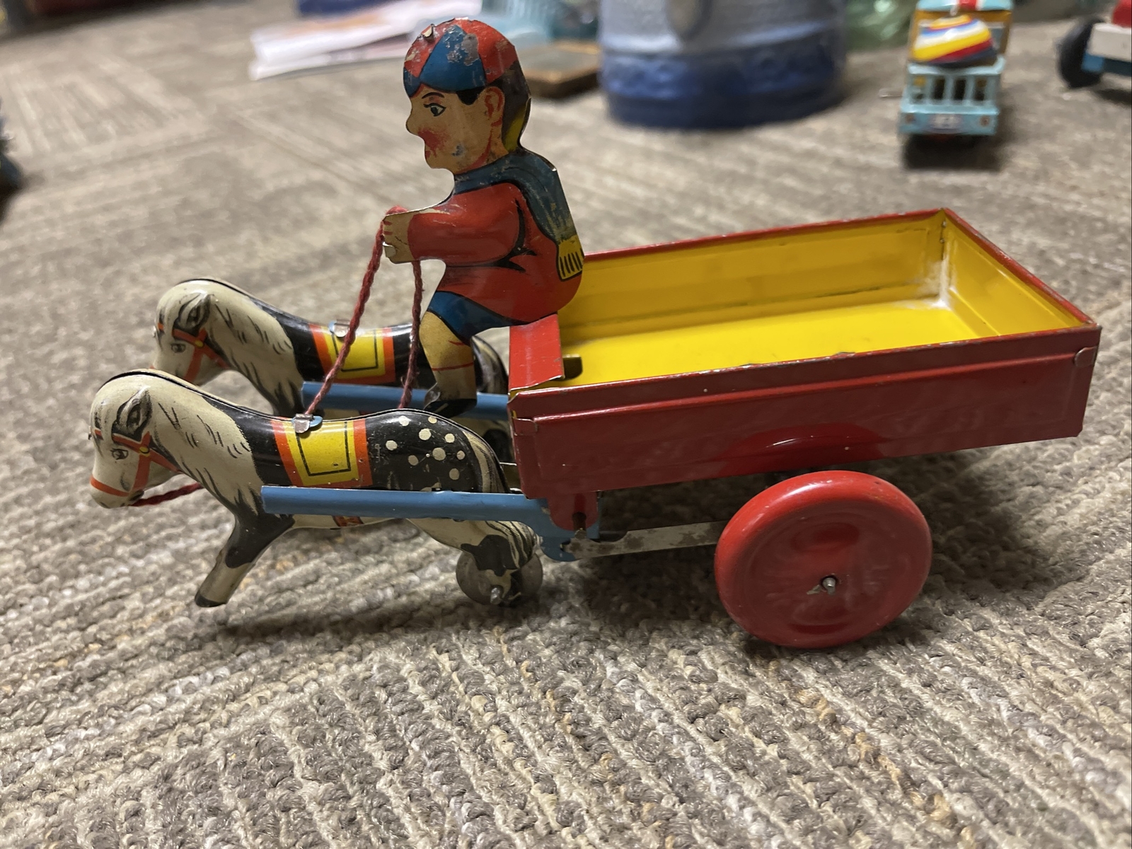 1940’s Trotty Trotty Mechanical pony cart Vintage England no box.￼