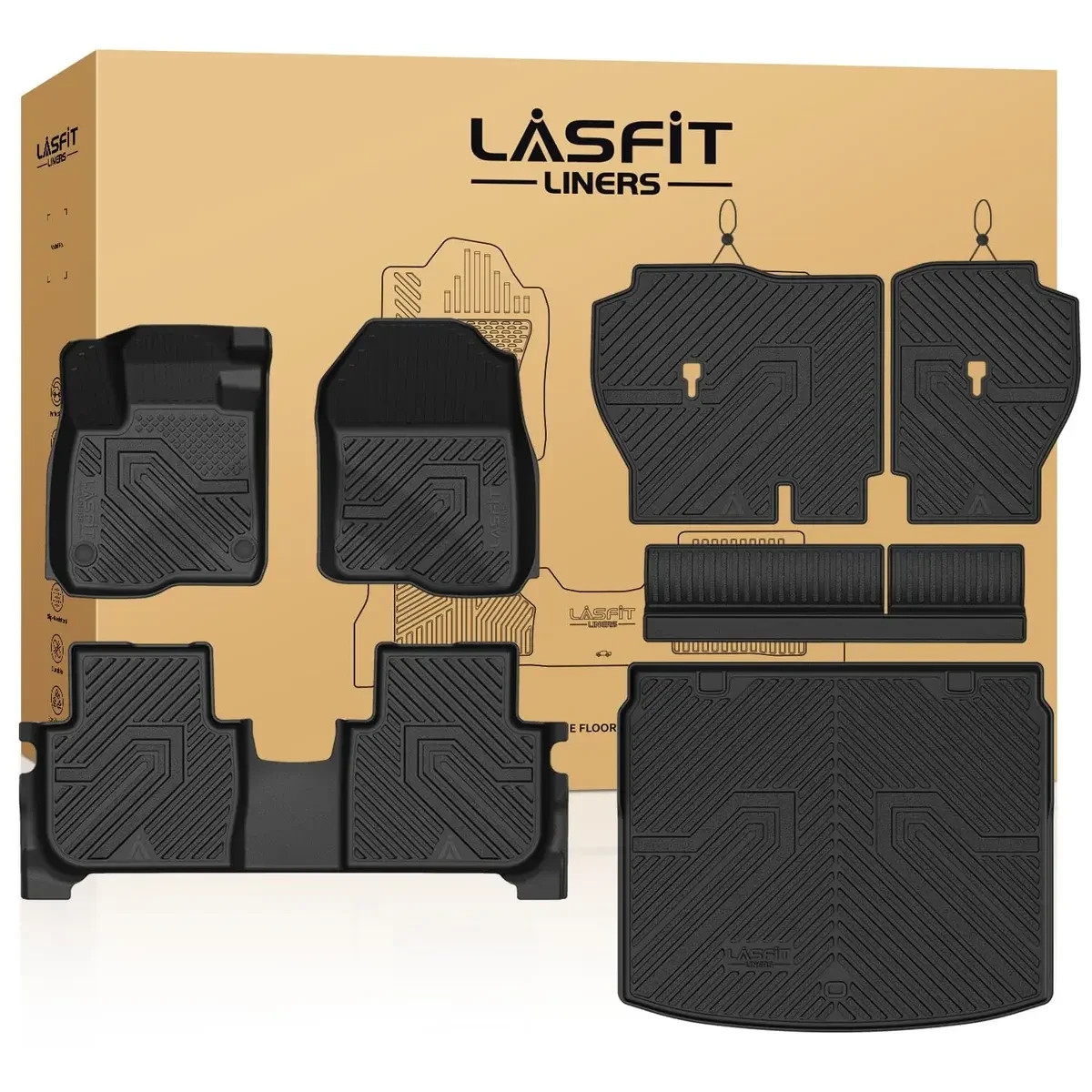 LASFIT Floor Mats for Honda CR-V 2023-2026 TPE All Weather Custom Fit Black Set