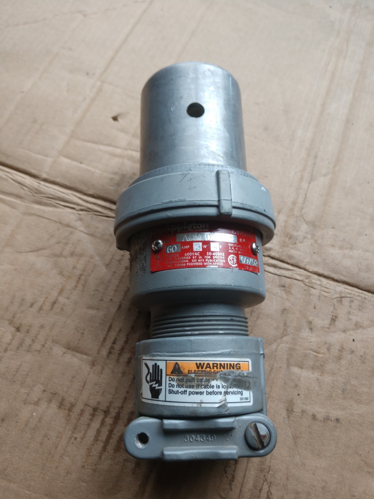 Appleton ACP6034BC Powertite Electrical Plug 60A 3W 600VAC 250VDC Appleton ACP6034BC Powertite Electrical Plug 60A 3W 600VAC 250VDC