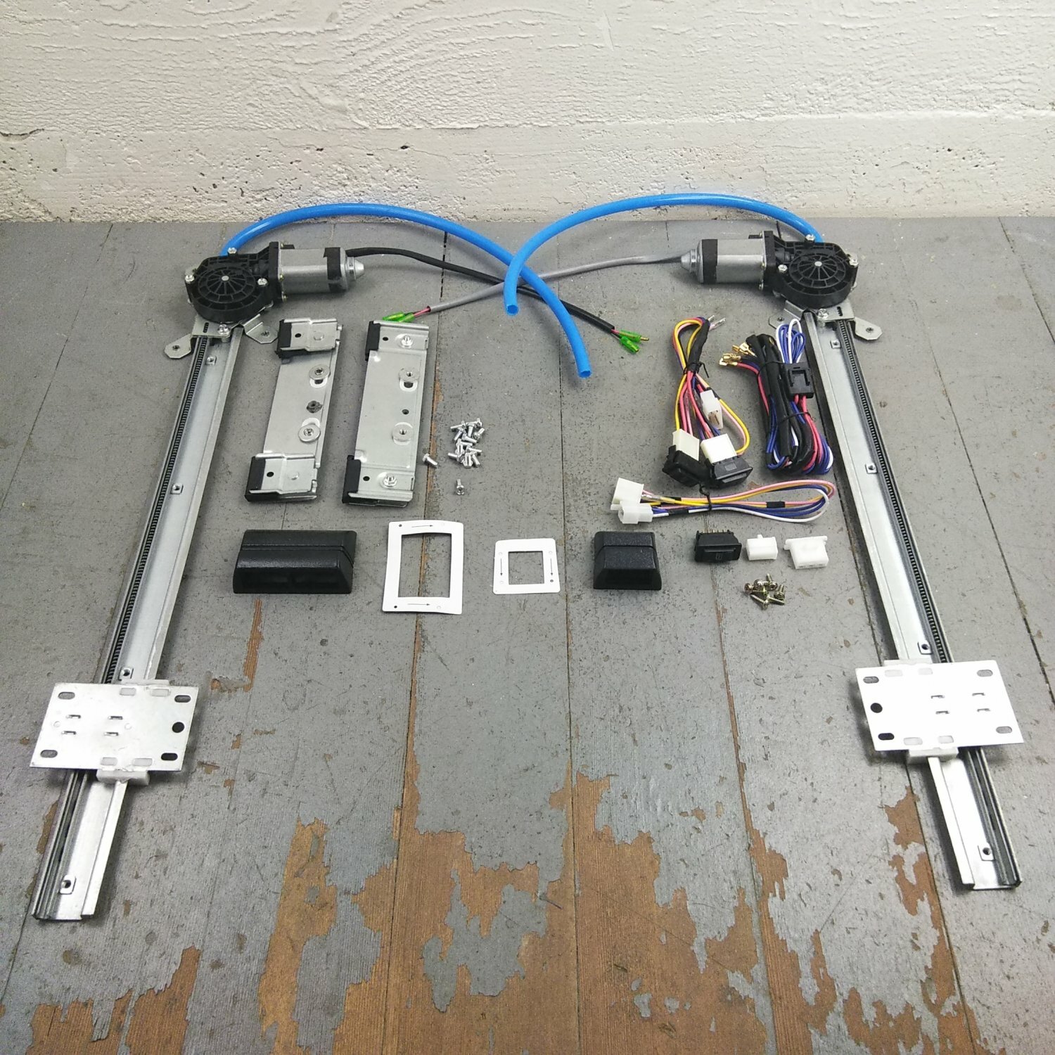 1931-50 Chevy Power Window Kit plug+play wiring harness cut-to-fit interior 12v