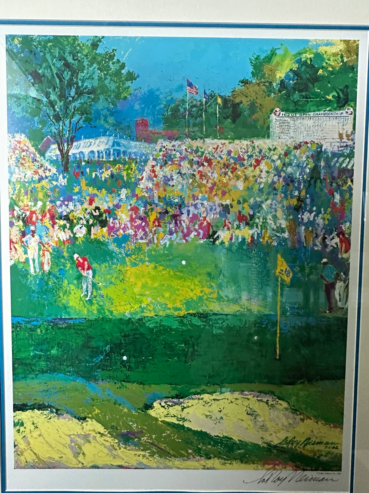 LeRoy Neiman Signed Golf Sports Print Matted & Framed Portrait Single Piece