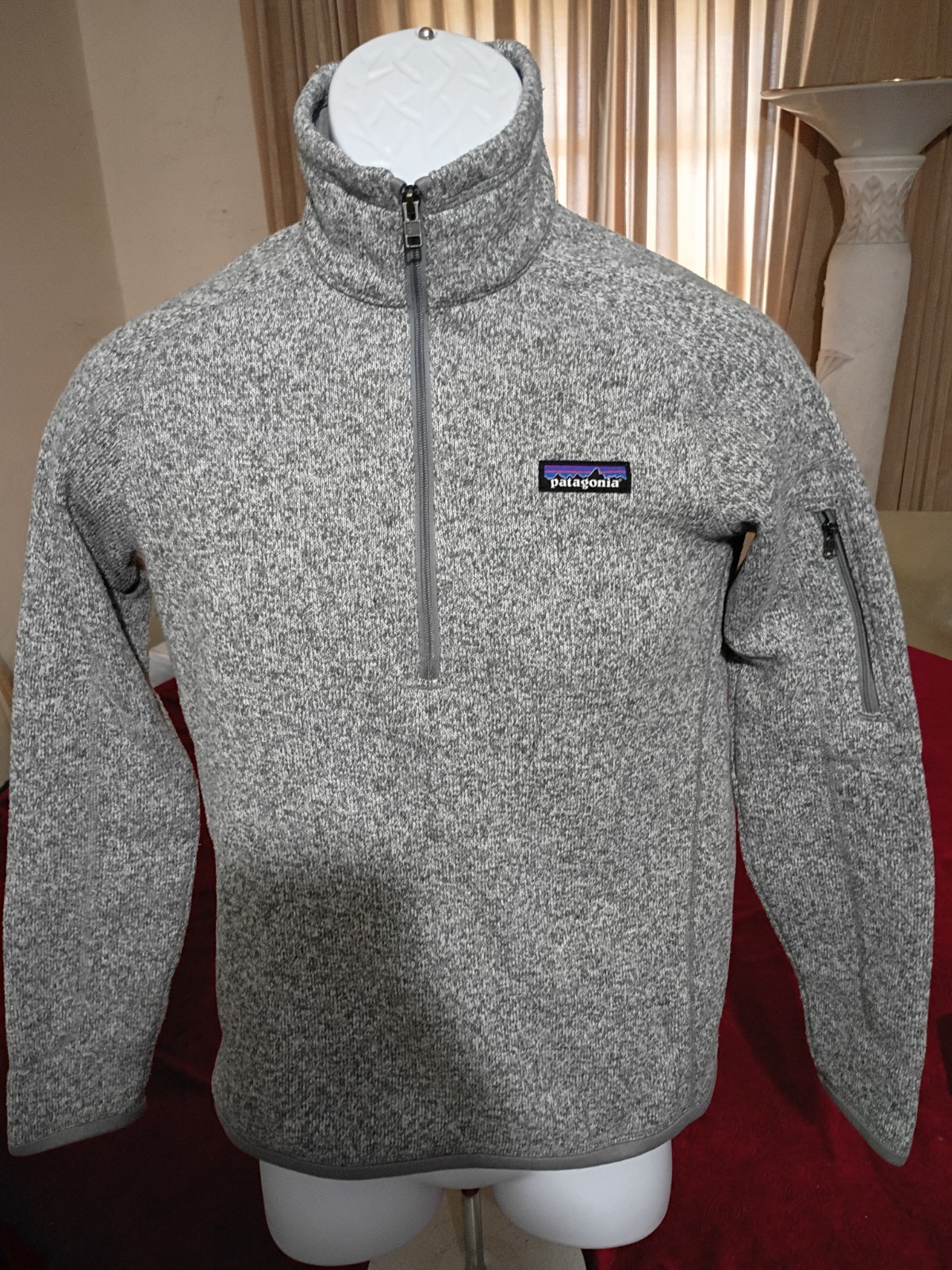 Patagonia Women’s Better Sweater 1/4 Zip Pullover Birch White And Gray Small