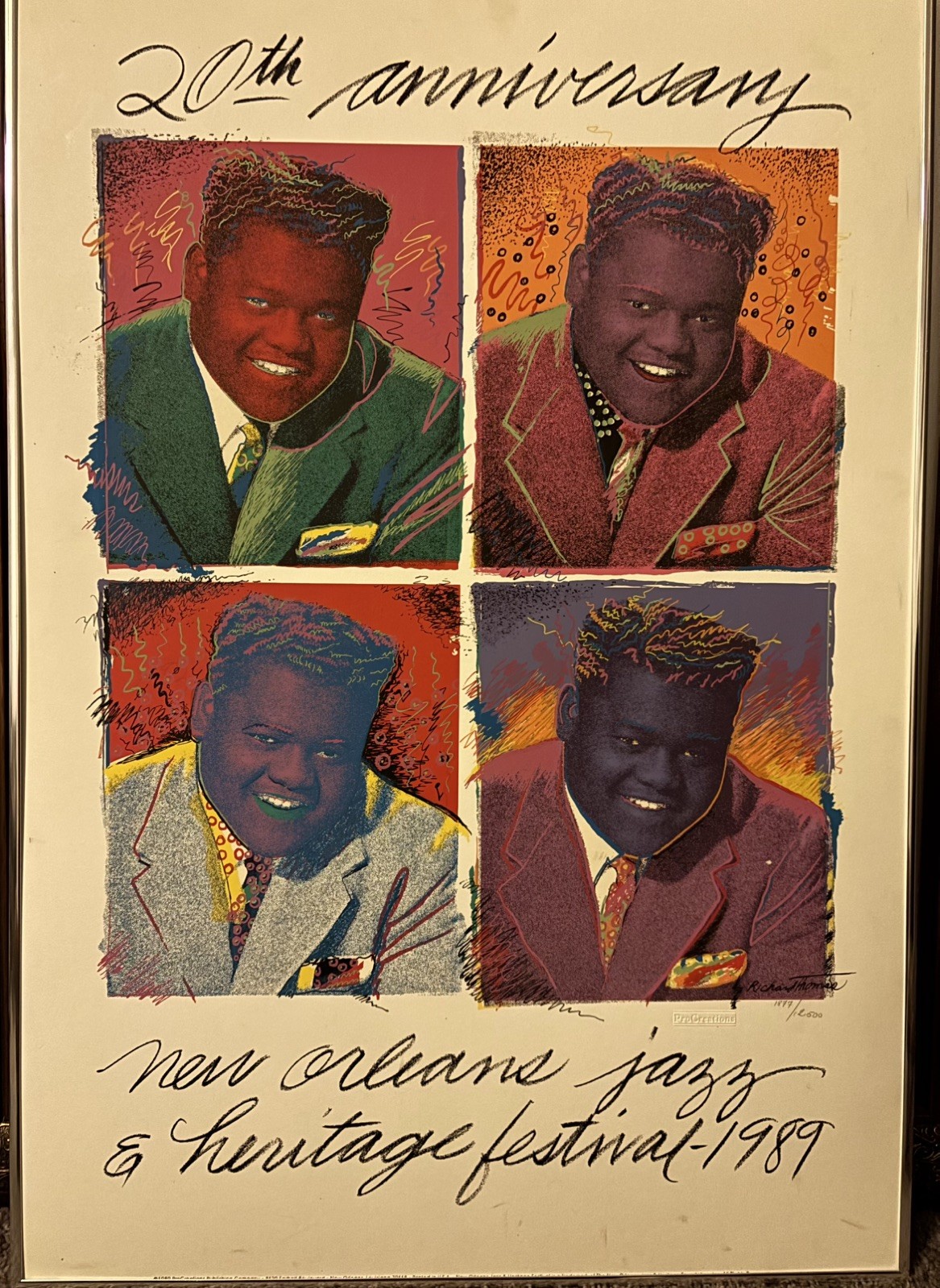 FATS DOMINO NEW ORLEANS POSTER 1989 JAZZFEST 20th ANNIVERSARY Signed 1877/12500 FATS DOMINO NEW ORLEANS POSTER 1989 JAZZFEST 20th ANNIVERSARY Signed 1877/12500