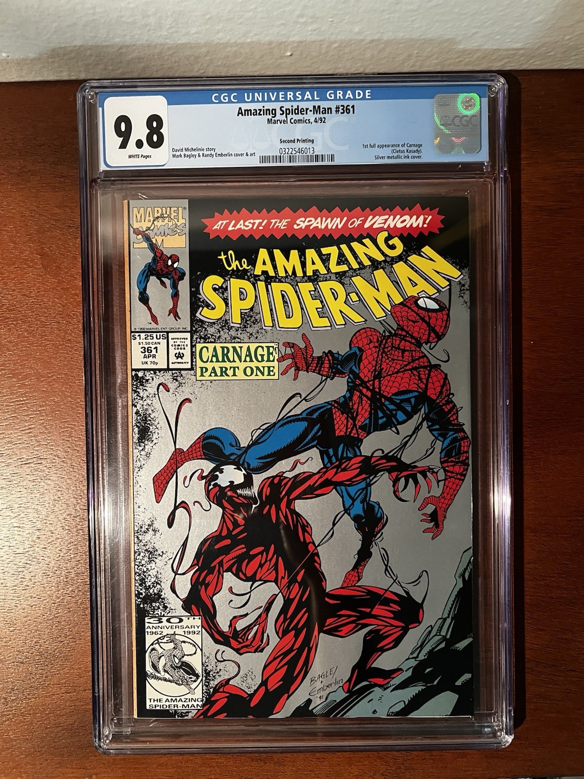 CGC 9.8 Marvel Comics Amazing Spider-Man #361 1992 2ND PRINT SILVER 1st Carnage