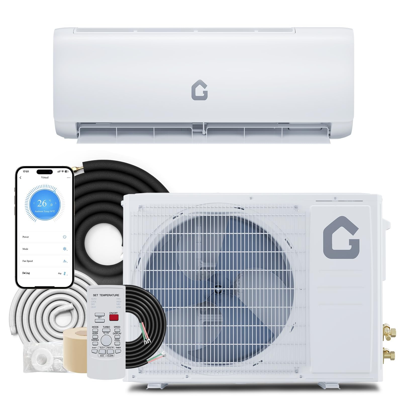 Garvee Ductless Mini Split Air Conditioner and Heat 9000BTU Cool Up to 450 Sq.Ft