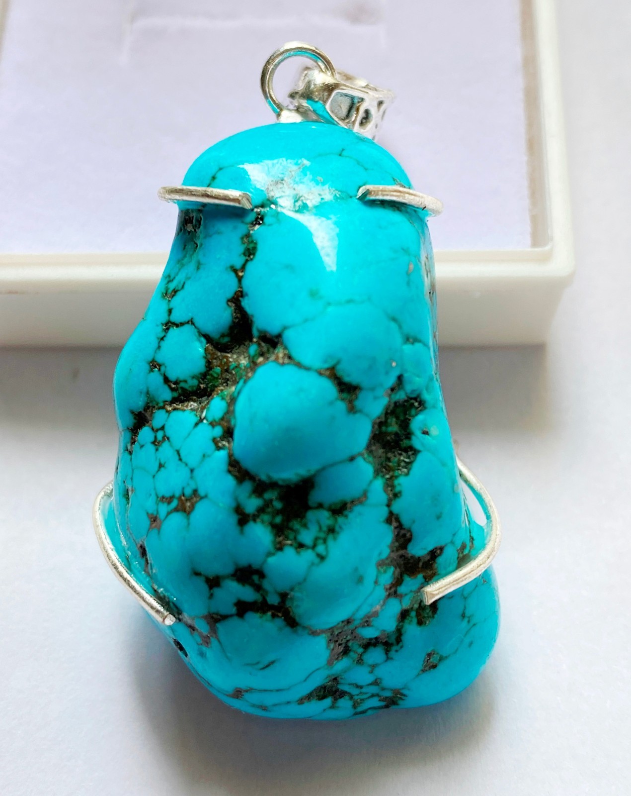 169 Ct  Natural Turquoise 925 Sterling Silver Jewelry Pendant Gemstone