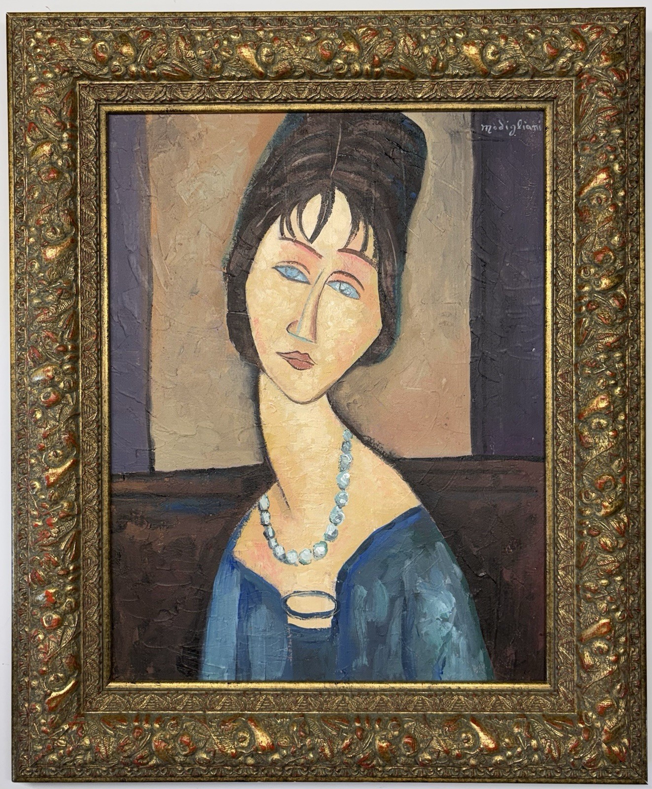 Amedeo Modigliani 1824-1920 Oil on Canva In The Style Of Painting  Signed