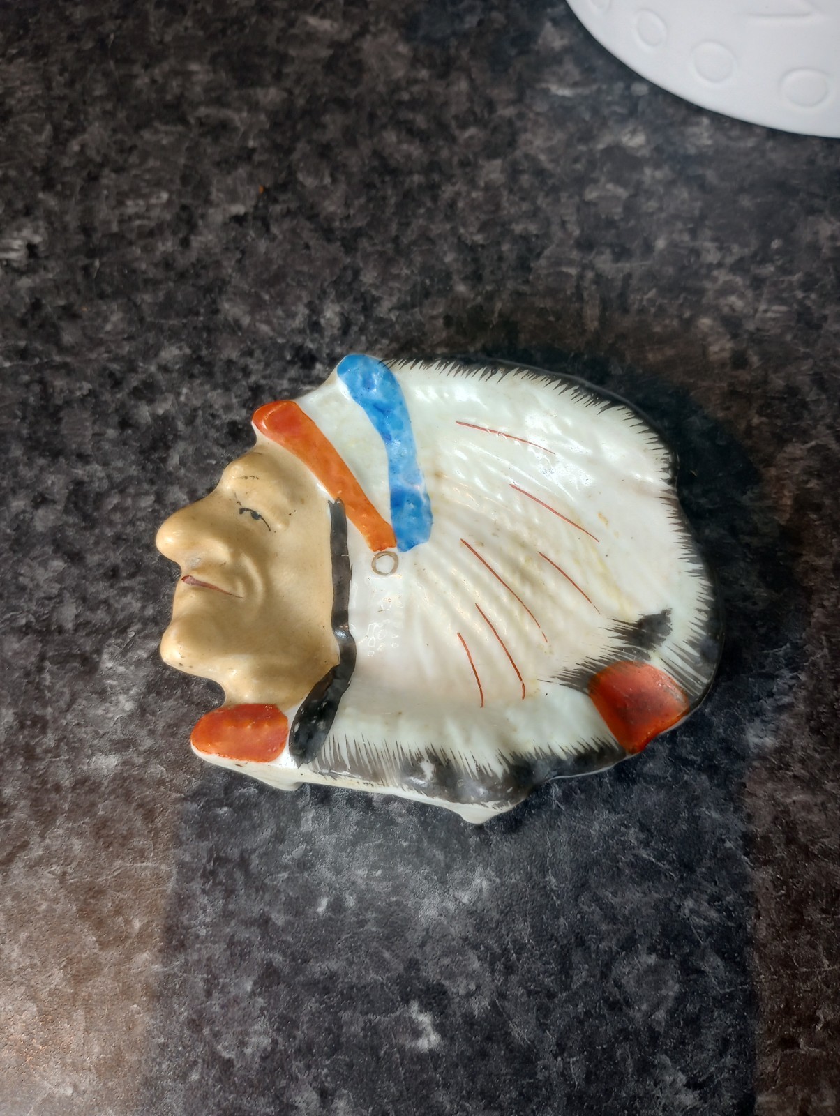 Vintage Native American Indian Chief Ceramic Ashtray Tobacciana Memorabilia VTG