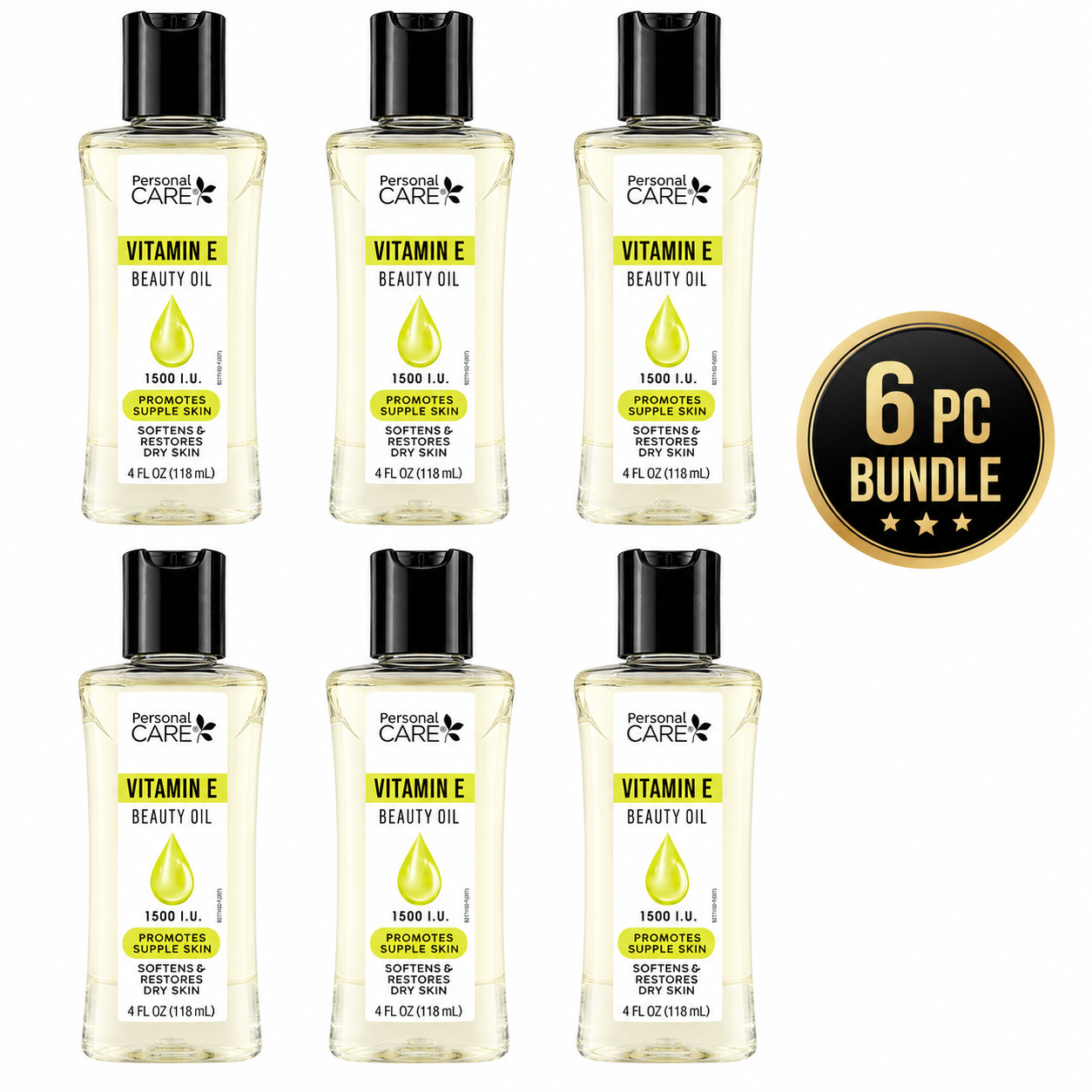 6PC - Personal Care Vitamin E Beauty Oil 1500 IU Dry Skin Moisturizer 4 fl oz