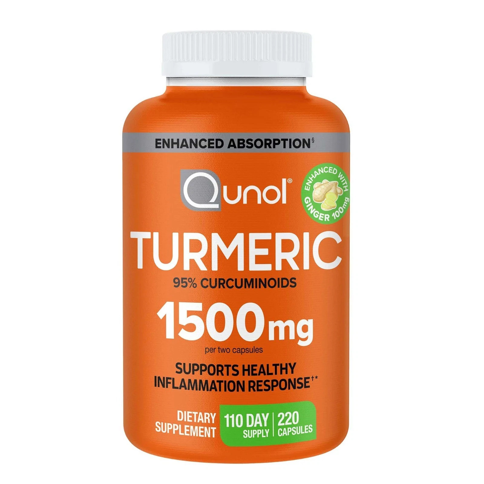 Qunol Turmeric 1500mg – 220 Vegetarian Capsules with Black Pepper