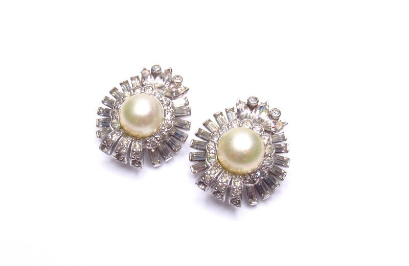 Vintage Jomaz Rhinestone Clip Earrings