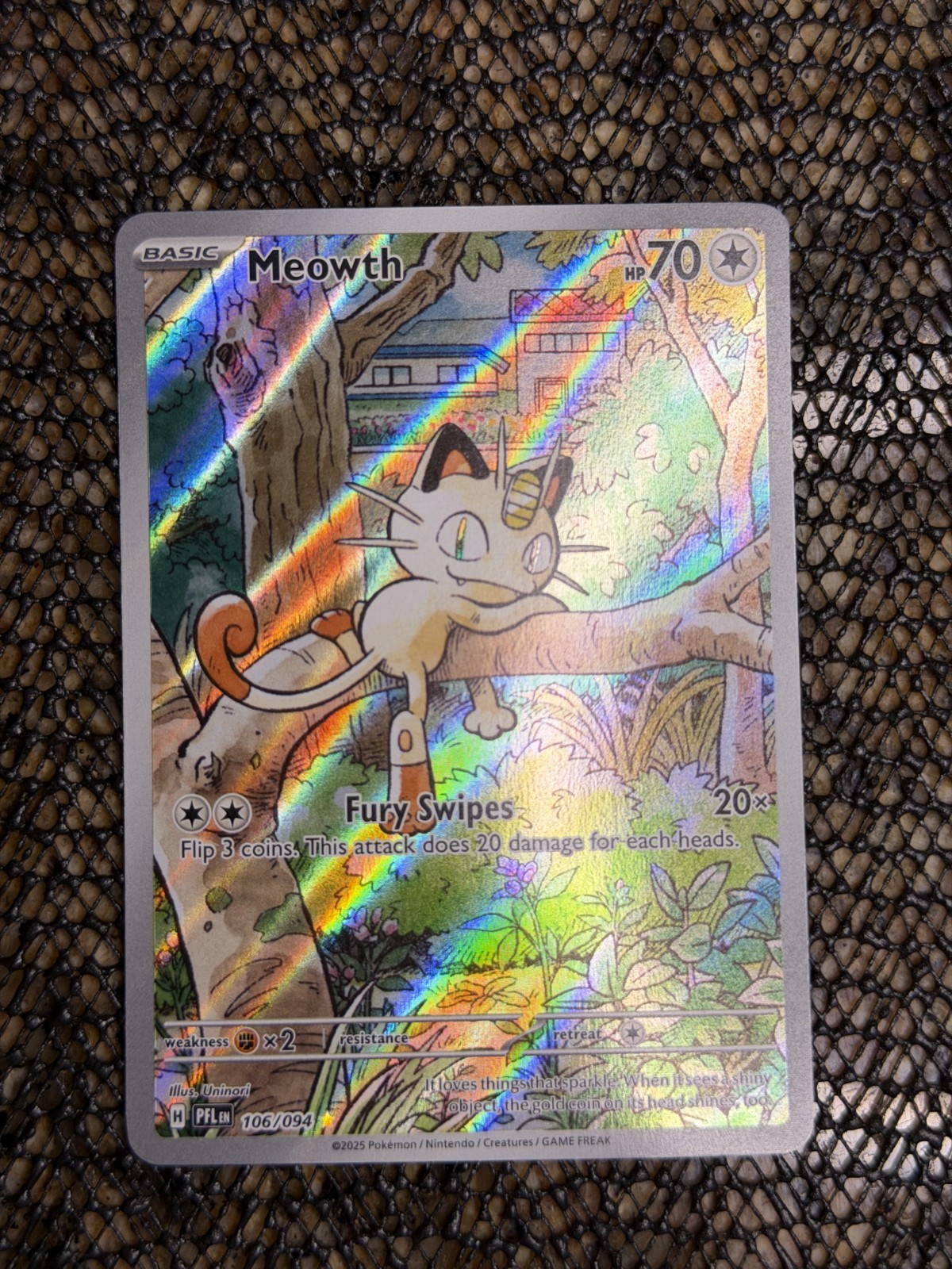 Meowth 106/094 Illustration Rare Phantasmal Flames PFL Pokemon Card NM