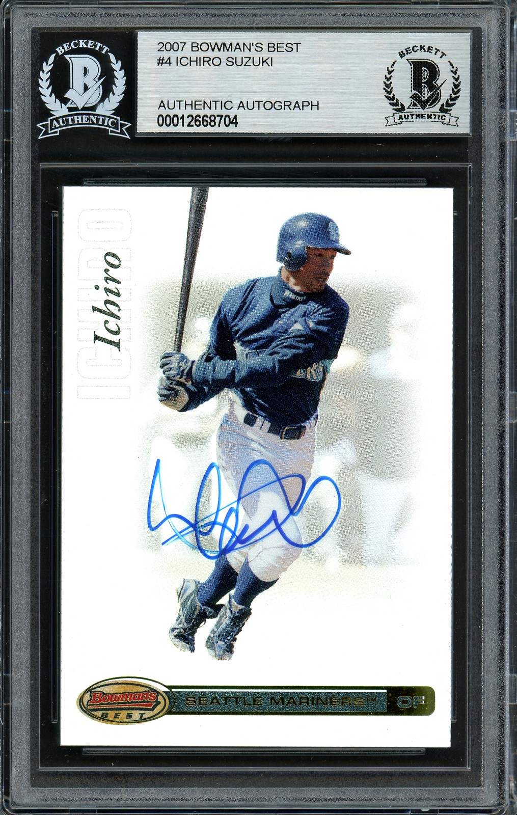 Ichiro Suzuki Signed 2007 Bowman's Best Card 4 Seattle Mariners Beckett