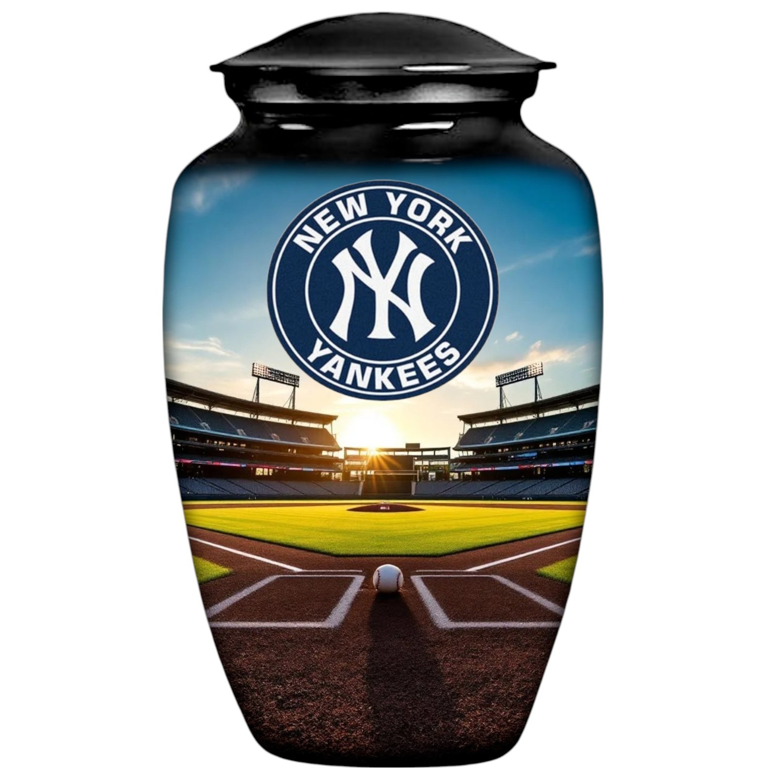 Black Baseball Theme New York Yankees Cremation Urn Adult Human Ashes w/Bag