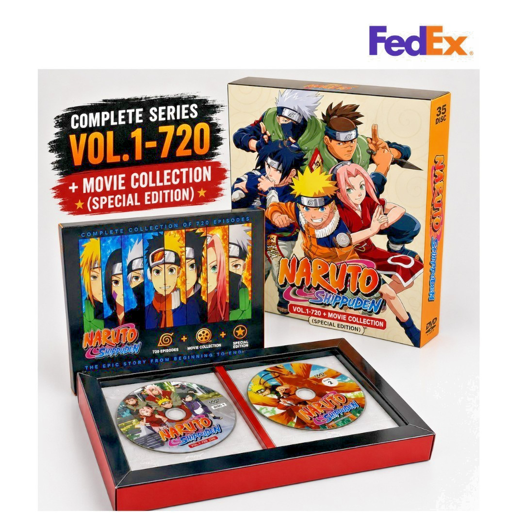 DVD - Naruto Complete Collection Episode 1 - 720 End + 11 Movies English Dubbed