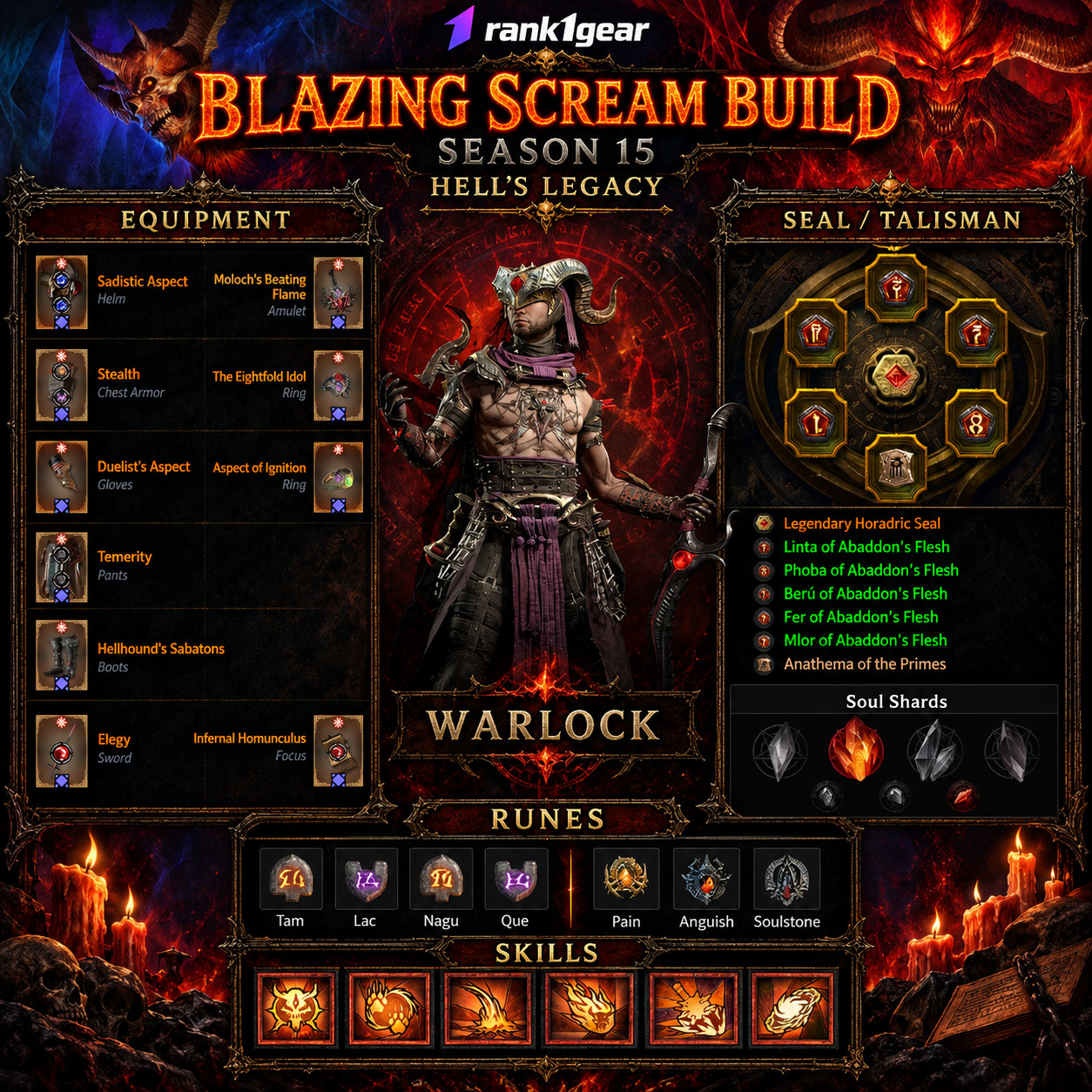Diablo 4⚔️ Season 15⚔️ Blazing Scream Warlock Build Endgame⚔️ BEST BUILD S+ TIER