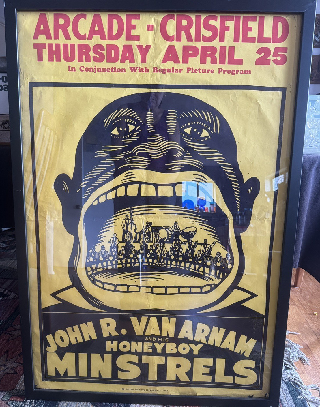 1929 Arcade Crisfield MD Movie Theatre Antique Poster Minstrels Honeyboy Singers