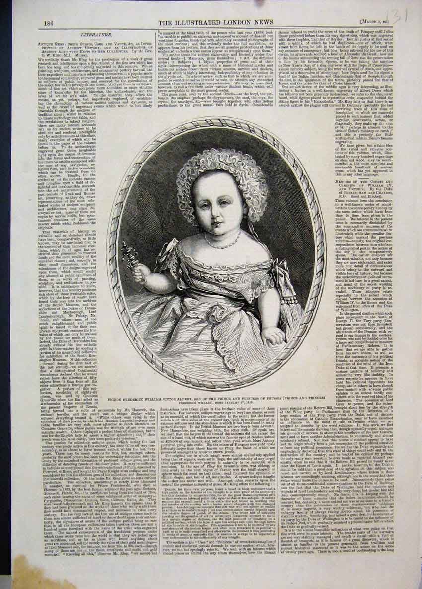 Old Antique Print 1861 Prince Frederick William Albert Prince Prussia Son 19th Old Antique Print 1861 Prince Frederick William Albert Prince Prussia Son 19th