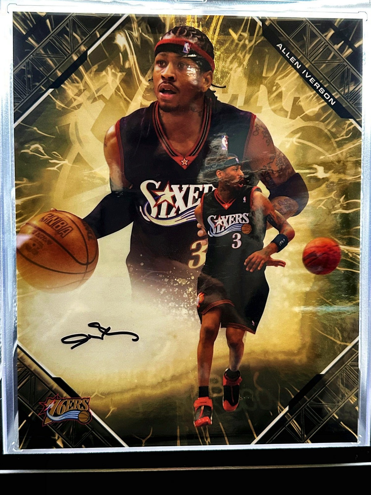 2025-26 Under Wraps Emanate Allen Iverson Gold 14/50 Auto 8x10