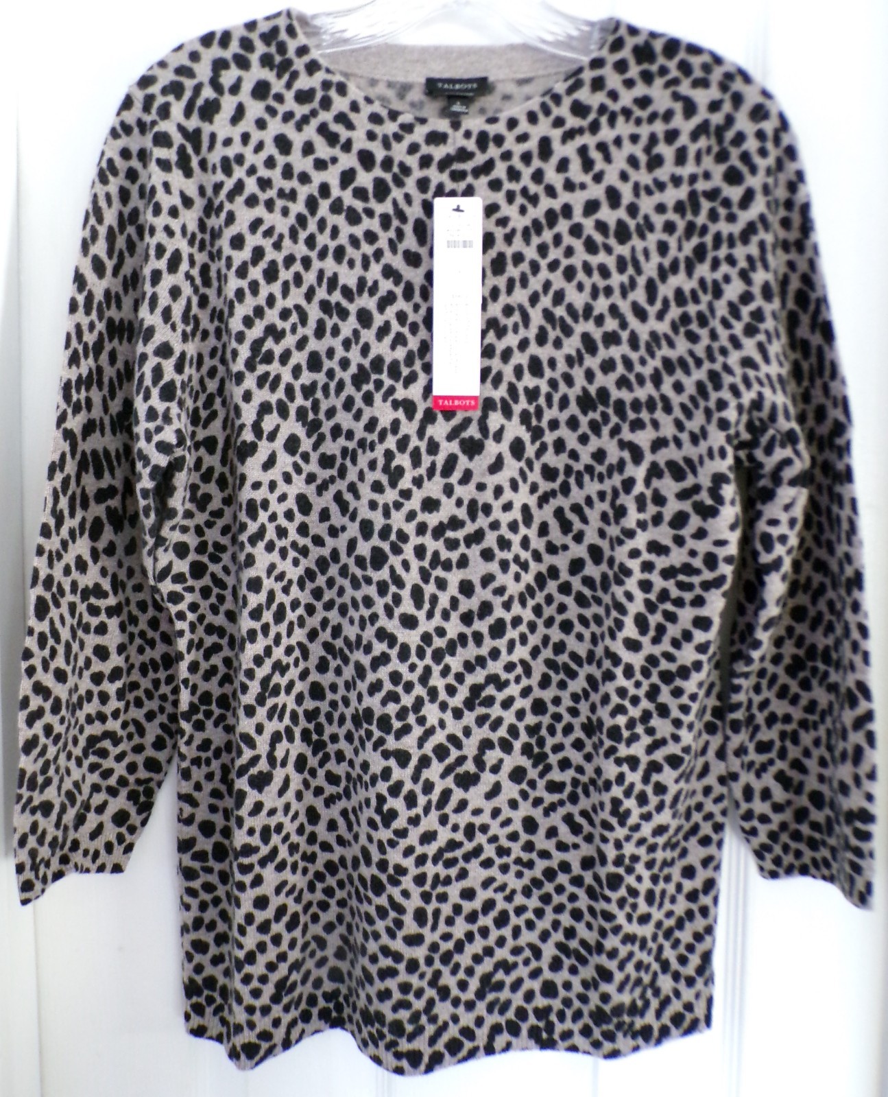 NWT NEW FALL TALBOTS SIZE LARGE AUDREY CASHMERE CHEETAH PRINT SWEATER  $199.00
