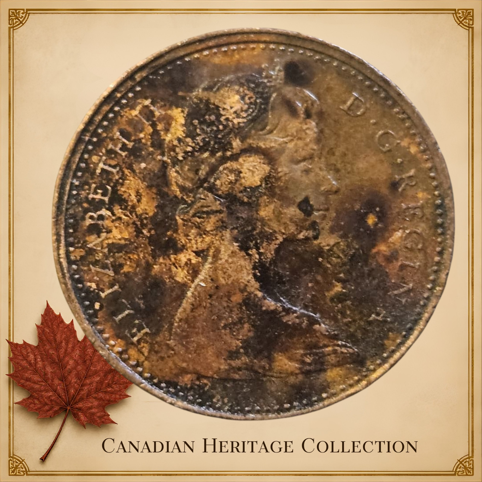 1976 Canada 1 Cent Queen Elizabeth II Canadian Penny - RARE PATINA ERROR