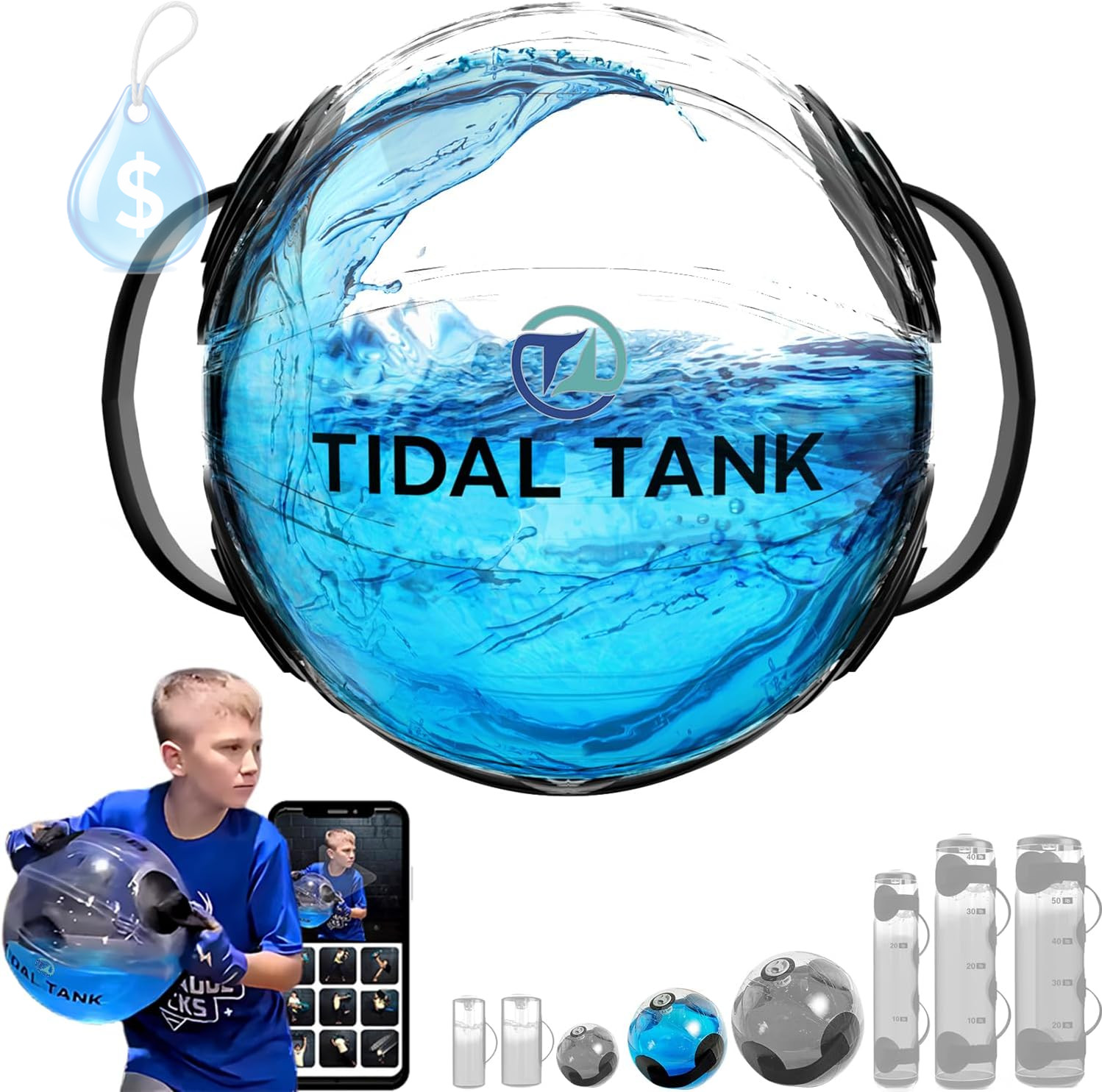 Sphere Mini - Heavy Bag Aqua Ball, Water Weight - Sandbag Weight Set for Home Gy