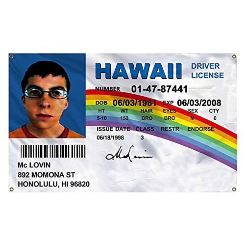 McLovin Fake ID 3 x 5 Ft Flag Banner College Dorm Frat Superbad US Seller NEW McLovin Fake ID 3 x 5 Ft Flag Banner College Dorm Frat Superbad US Seller NEW