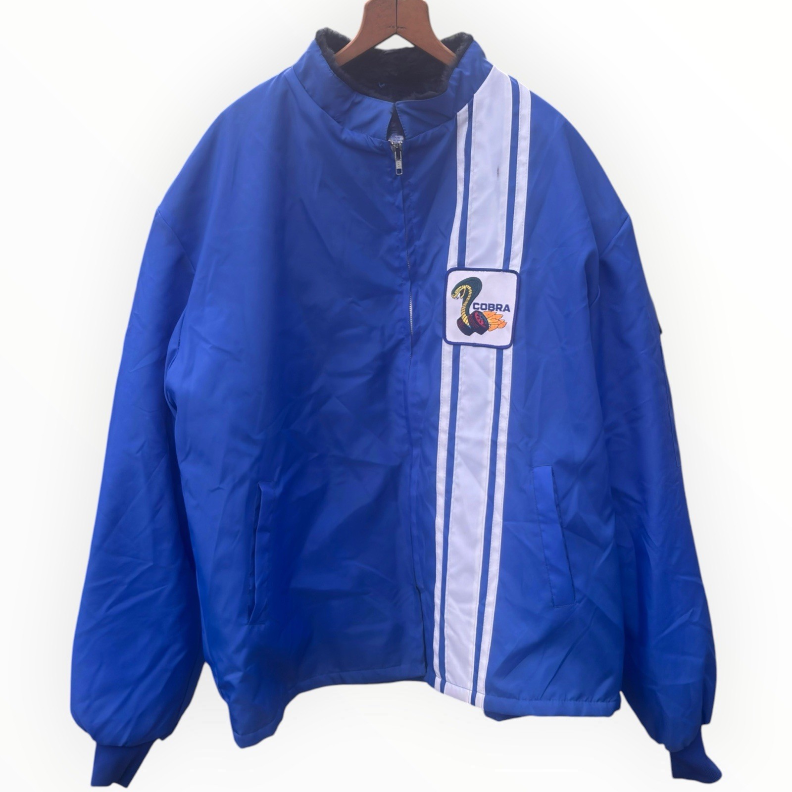 Vintage Ford Mustang Cobra Shelby Maroon Blue Racing Jacket 2XL Made In USA