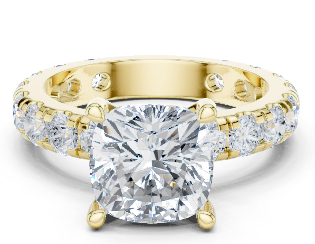 Certified 4.7 Ct Cushion Lab Grown Diamond Elegant Engagement Ring 14K Gold Over