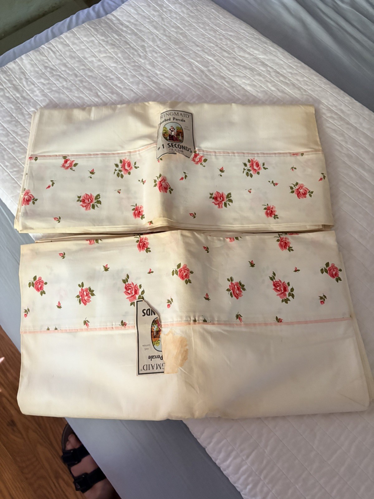 Springmaid Princess Rose Twin XL Flat Bed SHEET Percale New Cottagecore 72x108 2