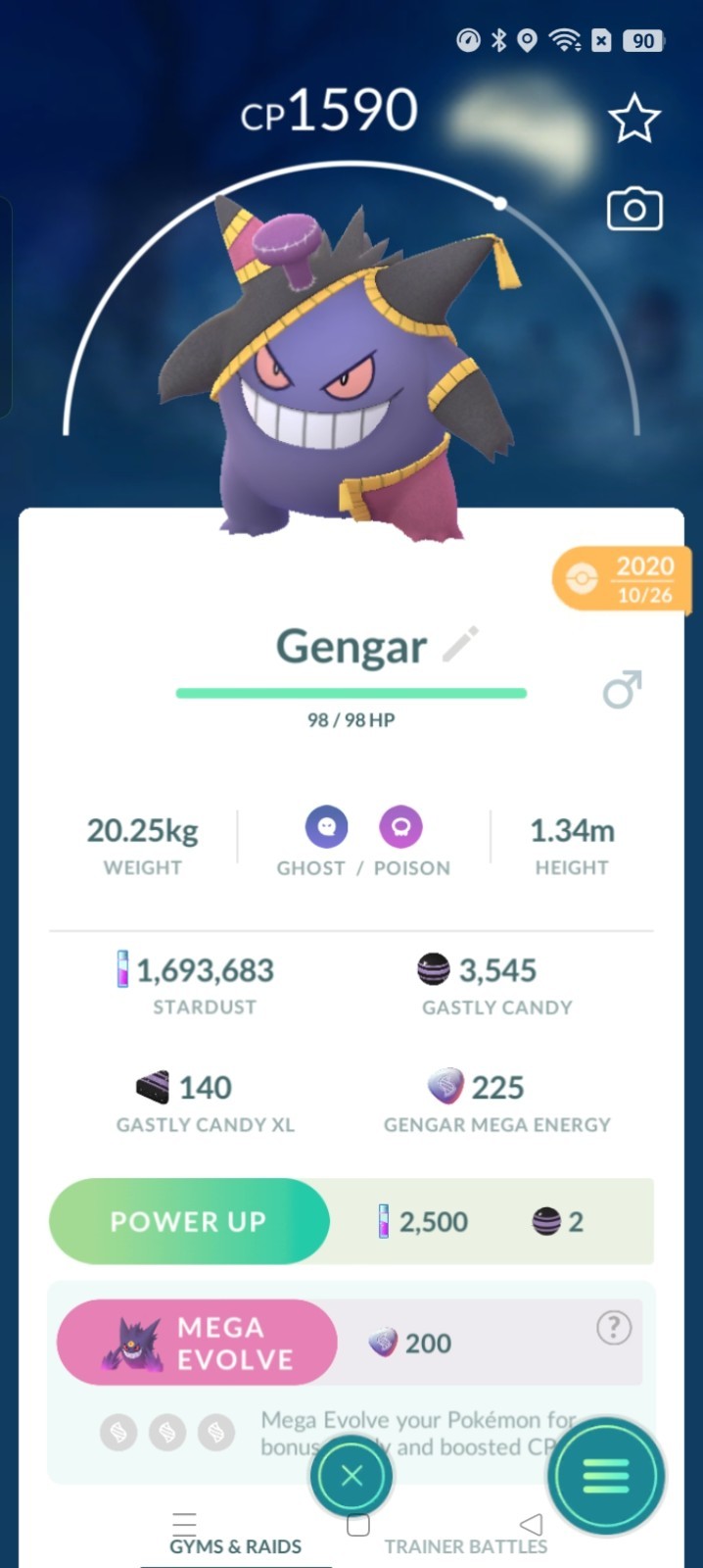 Pokemon Gengar Banette Halloween  costume Lucky Guarantee Go