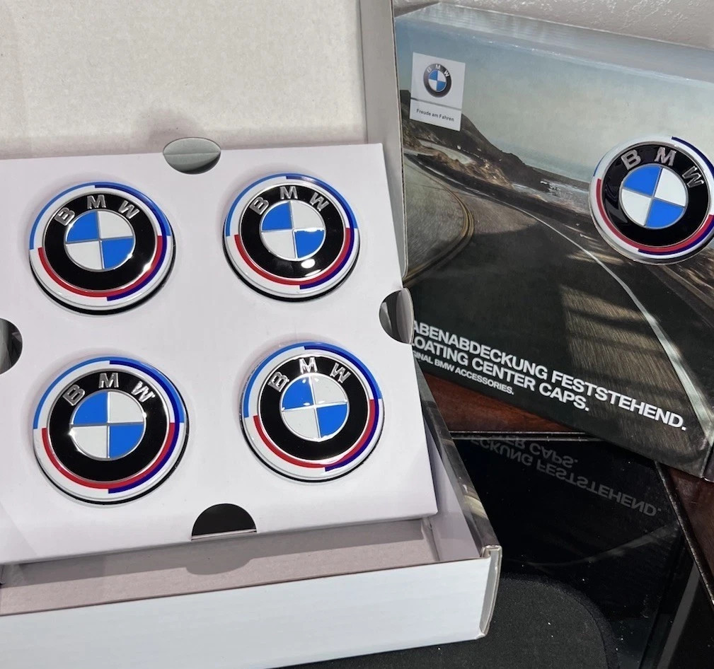 50th Anniversary Alloy Wheel Floating Centre Caps 56mm or 68mm Hub Cab Set
