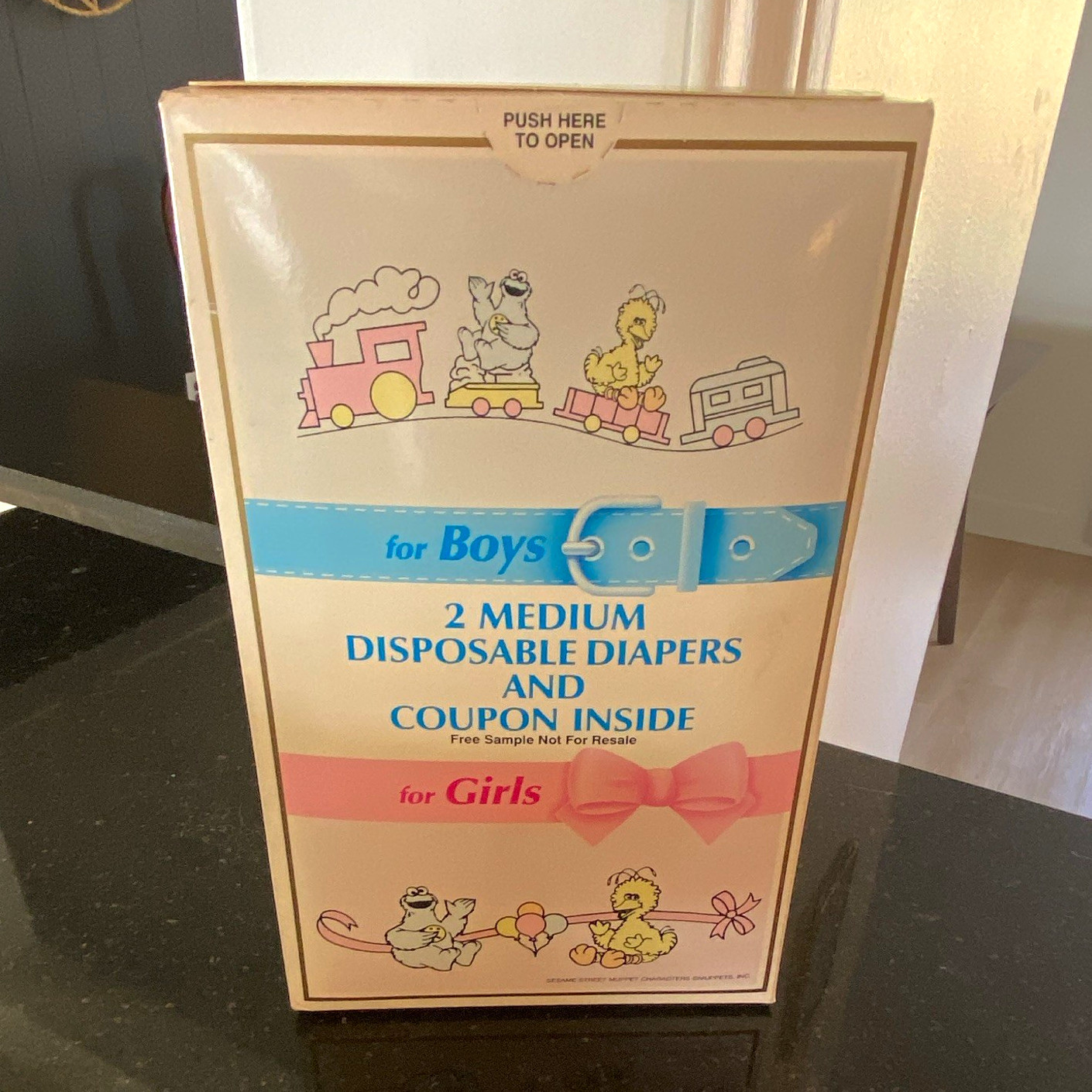 Vintage 1987 Procter & Gamble Sesame Street Disposable Diapers, 2 Count, 22-37lb Vintage 1987 Procter & Gamble Sesame Street Disposable Diapers, 2 Count, 22-37lb