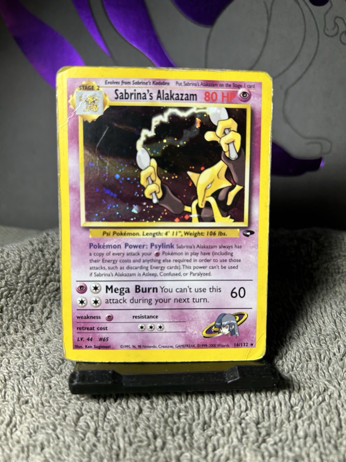 Gym Challenge Sabrina's Alakazam Holo Rare Pokemon 16/132 - HP