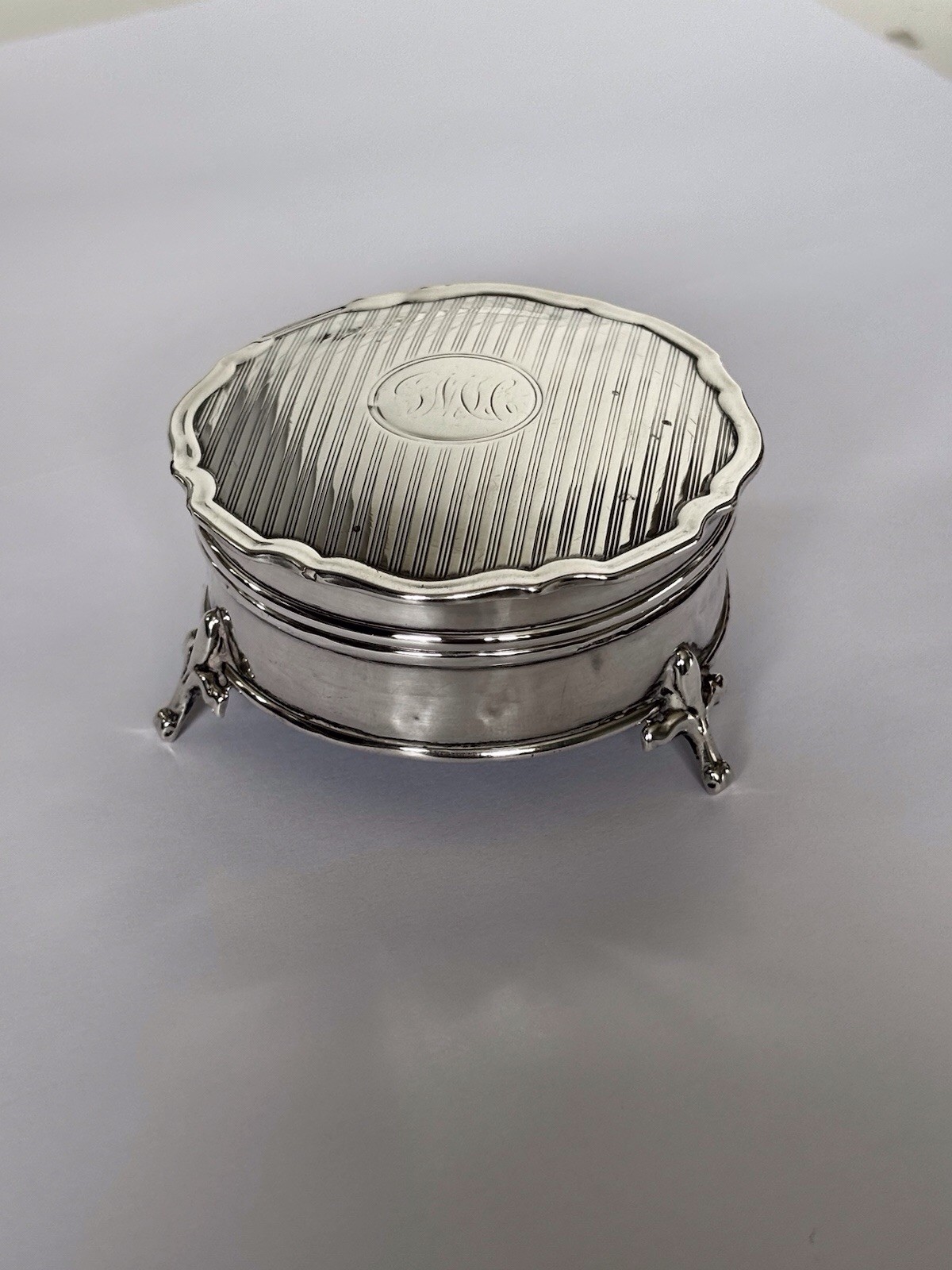 Antique George V Silver Dressing Table Jewellery Box Ring Trinket Bham 1923