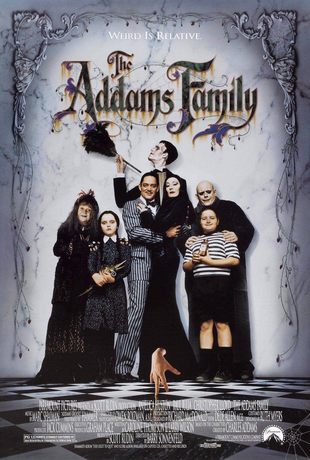 1991 The Addams Family Movie Poster 11X17 Raul Julia Anjelica Houston Gomez 🖐🍿