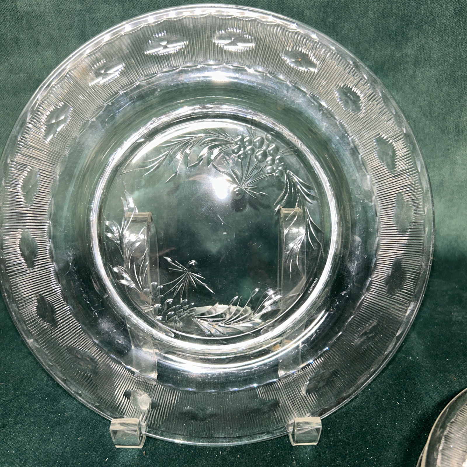Antique hawkes cut glass plates set of 4 Antique